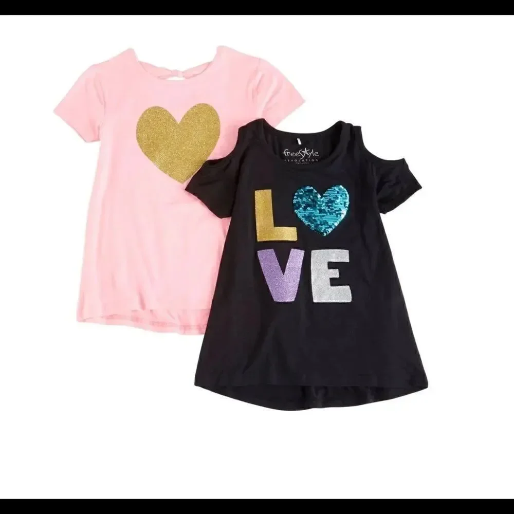 FREESTYLE Girls Size 6 Love Heart Tops